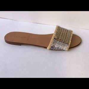 J.Crew Slide Sandals in Metallic Raffia Sz 8.5
